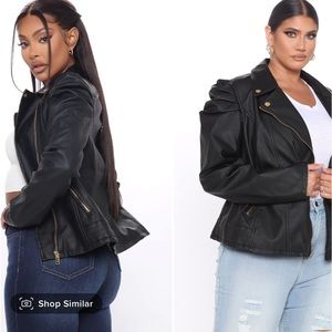 Faux leather jacket with Gold detailing